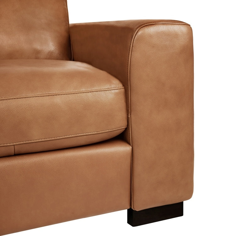 Canapé surdimensionné en cuir véritable - Confort ultime Canapé de salon du milieu du siècle Canapé moderne avec pieds en bloc robustes