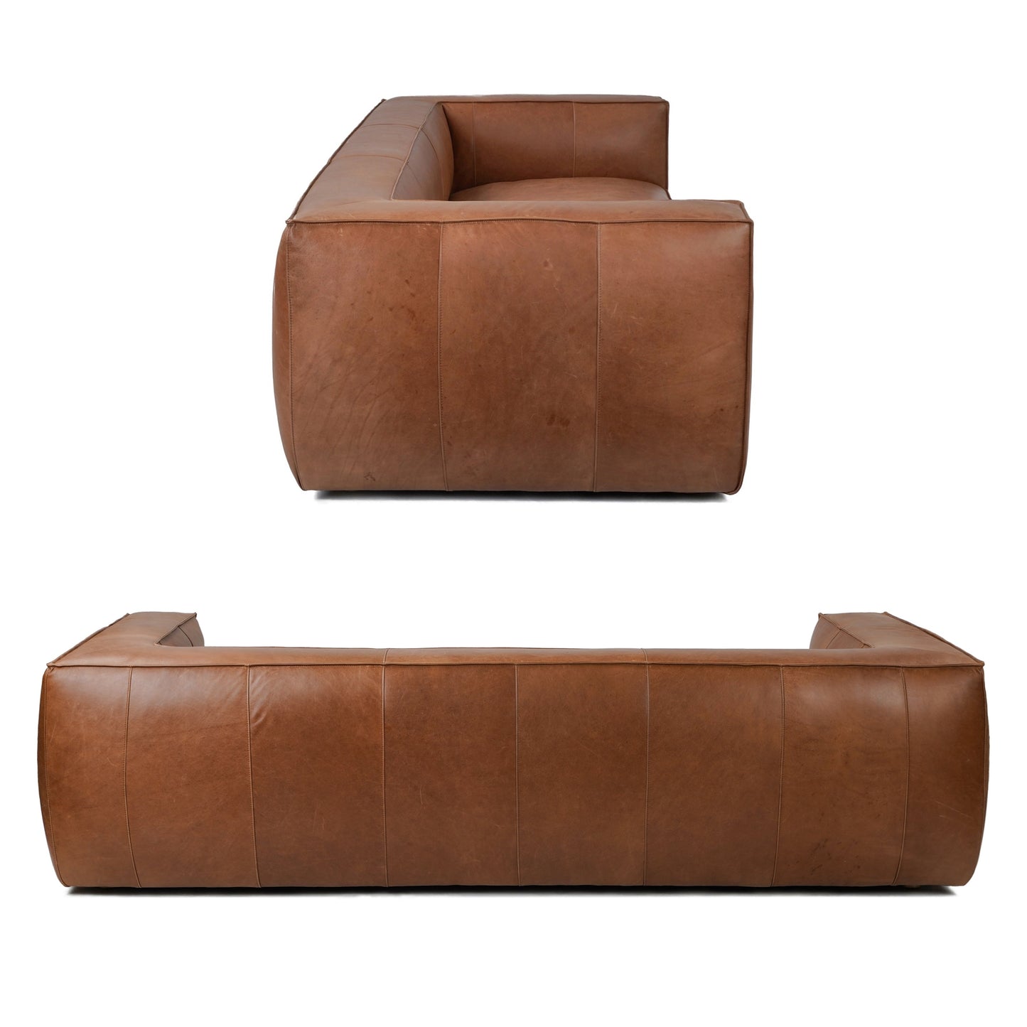 Canapé de salon UR en cuir aniline, canapé moderne en cuir véritable pour salon - 100 L x 43 P x 26,25 H