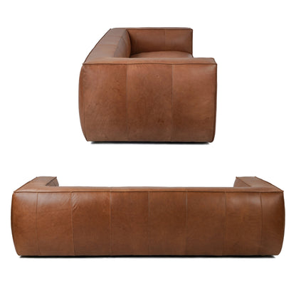 Canapé de salon UR en cuir aniline, canapé moderne en cuir véritable pour salon - 100 L x 43 P x 26,25 H