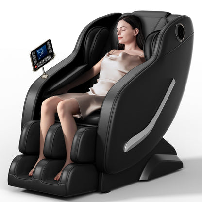 Fauteuil de massage complet inclinable à gravité zéro avec airbags, thermothérapie et haut-parleurs Hi-Fi, commande par écran tactile LCD