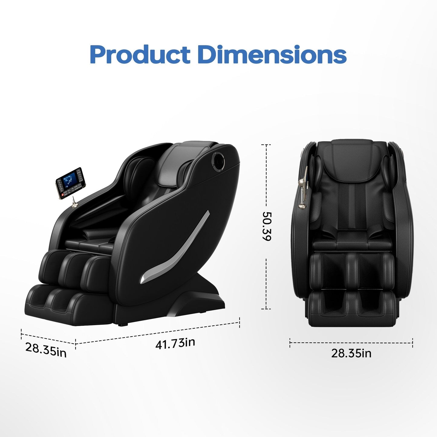 Fauteuil de massage complet inclinable à gravité zéro avec airbags, thermothérapie et haut-parleurs Hi-Fi, commande par écran tactile LCD