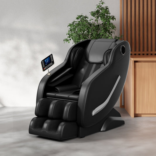 Fauteuil de massage complet inclinable à gravité zéro avec airbags, thermothérapie et haut-parleurs Hi-Fi, commande par écran tactile LCD