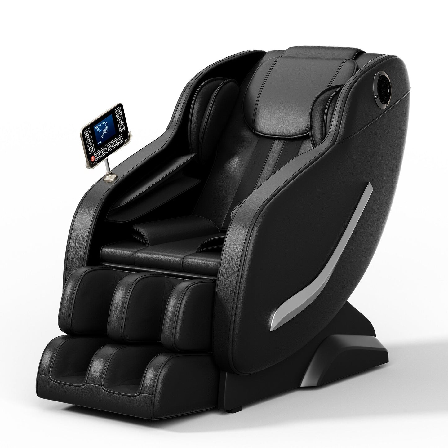 Fauteuil de massage complet inclinable à gravité zéro avec airbags, thermothérapie et haut-parleurs Hi-Fi, commande par écran tactile LCD