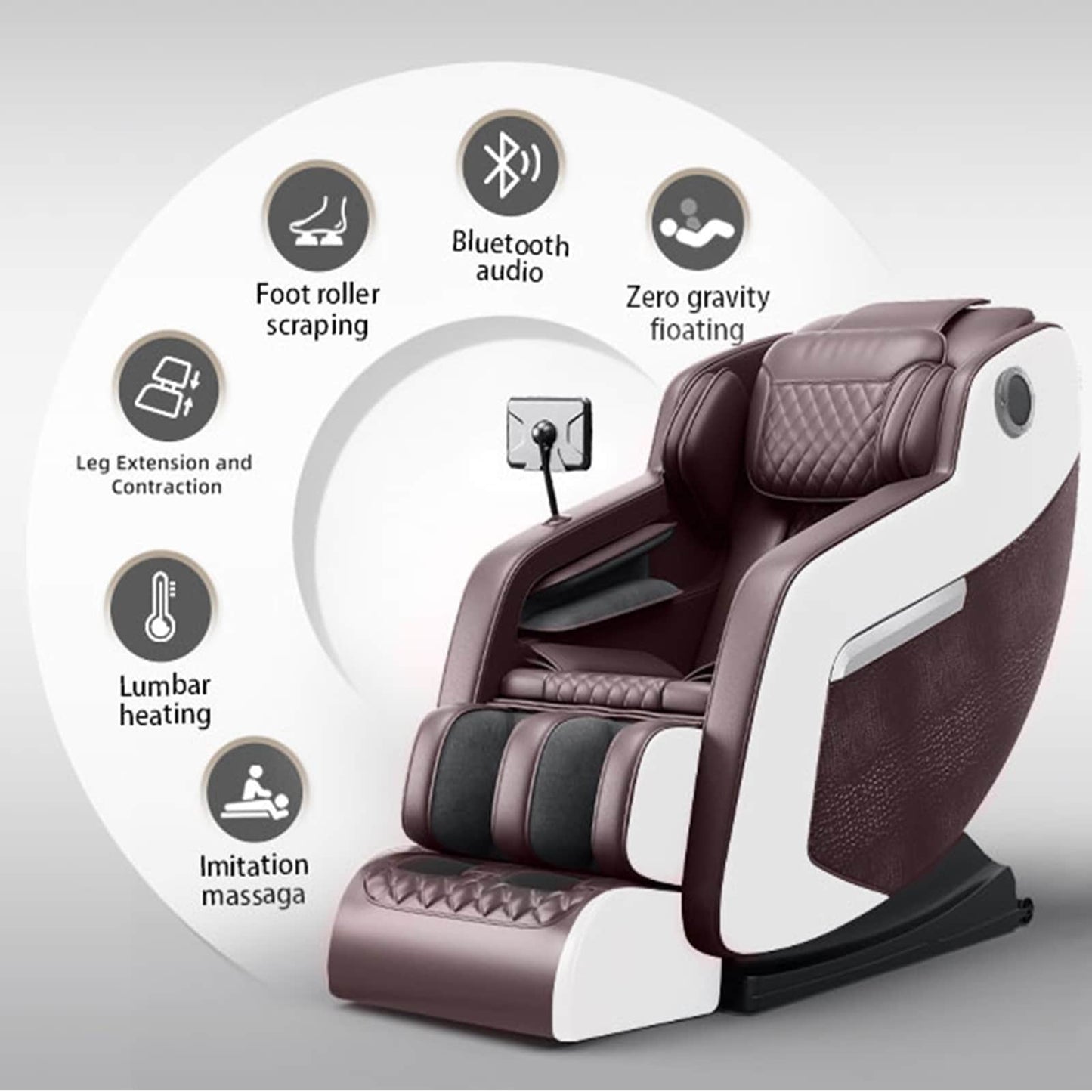 Fauteuil de massage complet du corps, fauteuil inclinable à gravité zéro, massage par thermothérapie, système de massage à air et techniques de shiatsu et de pétrissage