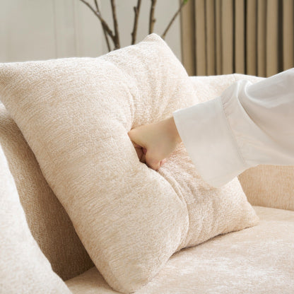 Canapé sectionnel en L à compression complète avec méridienne incurvée, canapé modulaire en chenille, canapé à compression