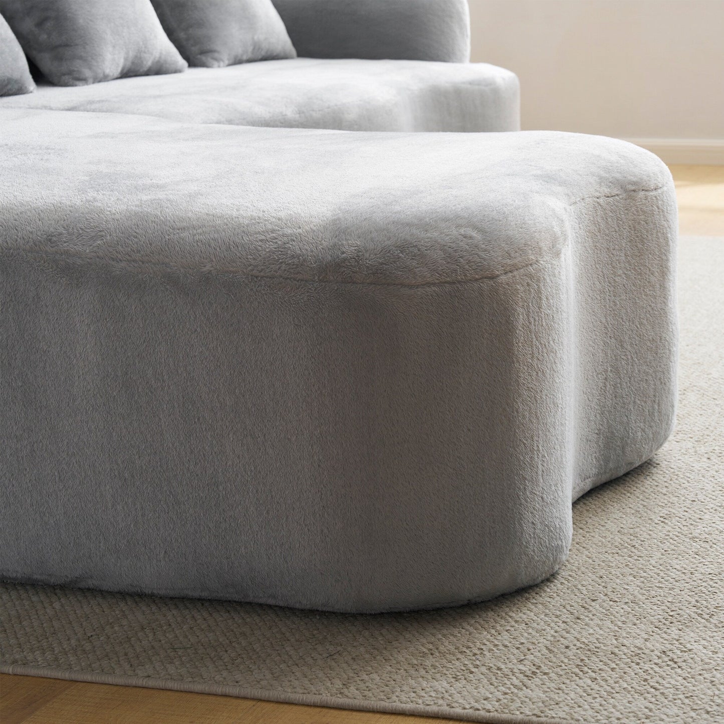 Canapé sectionnel en L à compression complète avec méridienne incurvée, canapé modulaire en chenille, canapé à compression