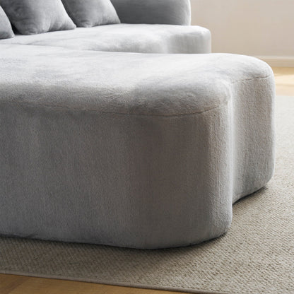 Canapé sectionnel en L à compression complète avec méridienne incurvée, canapé modulaire en chenille, canapé à compression