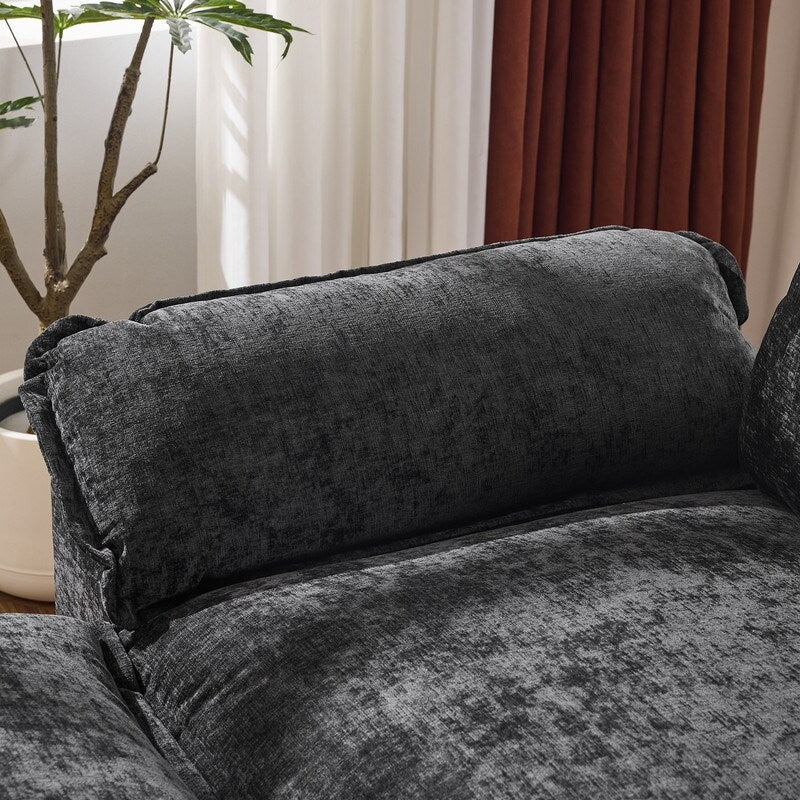 Canapé KD double coussin en chenille avec pouf