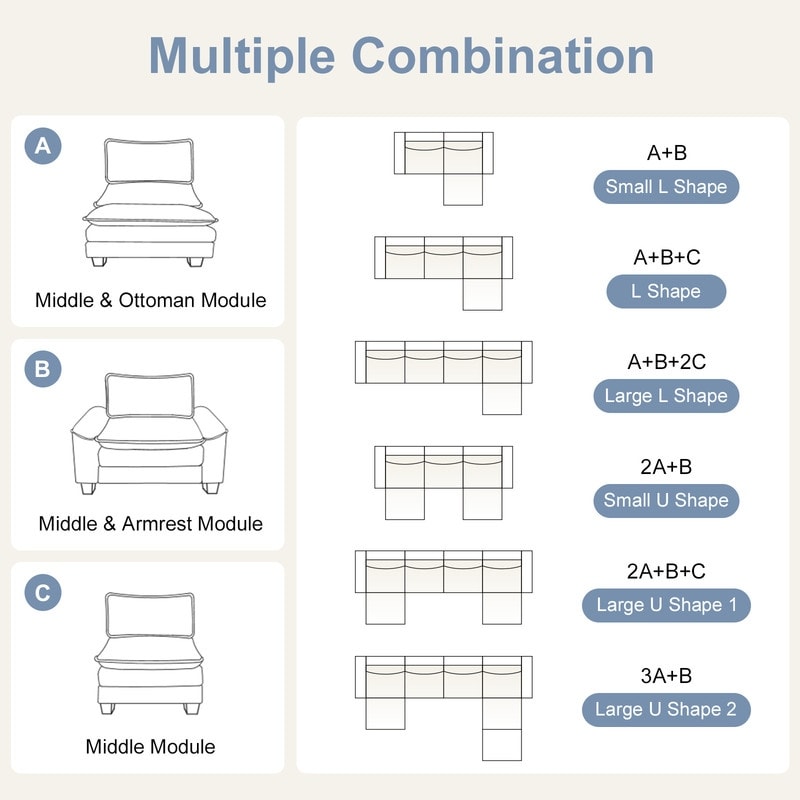 Canapé KD double coussin en chenille avec pouf