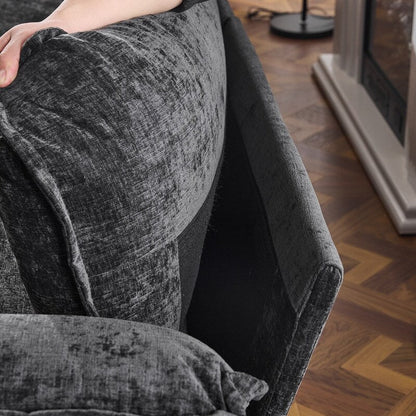 Canapé KD double coussin en chenille avec pouf