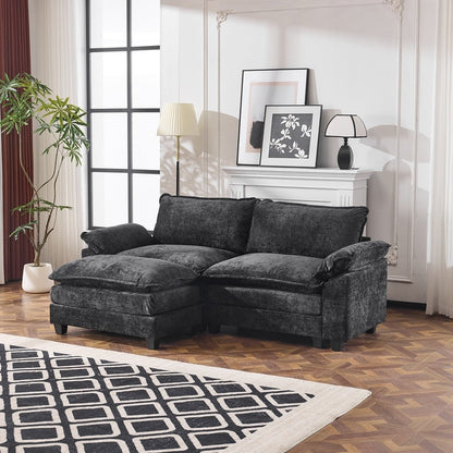 Canapé KD double coussin en chenille avec pouf