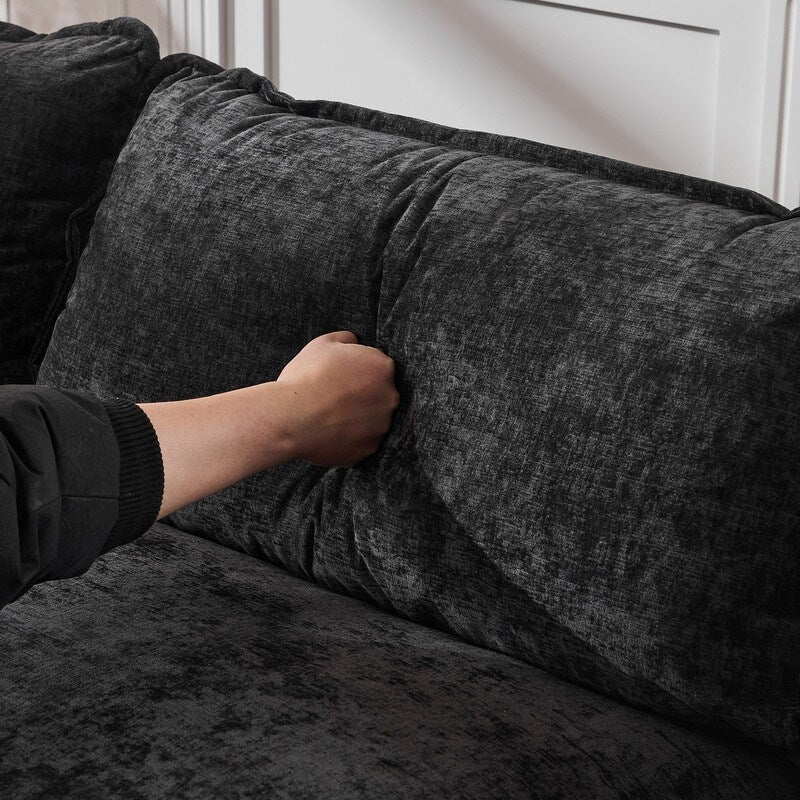 Canapé KD double coussin en chenille avec pouf