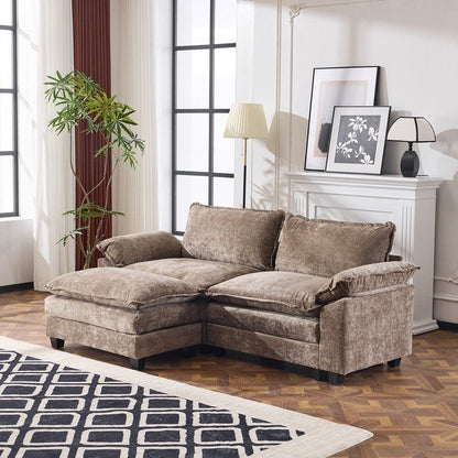 Canapé KD double coussin en chenille avec pouf