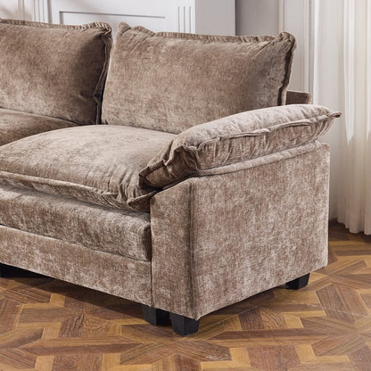 Canapé KD double coussin en chenille avec pouf