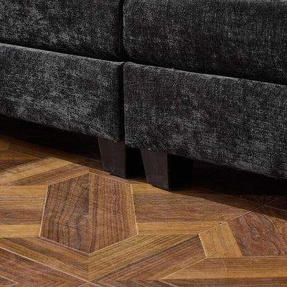 Canapé KD double coussin en chenille avec pouf