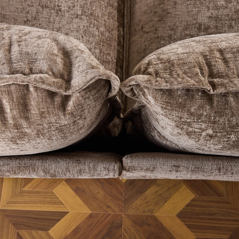 Canapé KD double coussin en chenille avec pouf