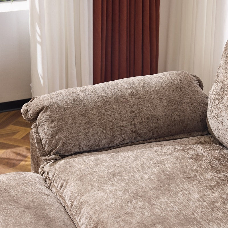 Canapé KD double coussin en chenille avec pouf