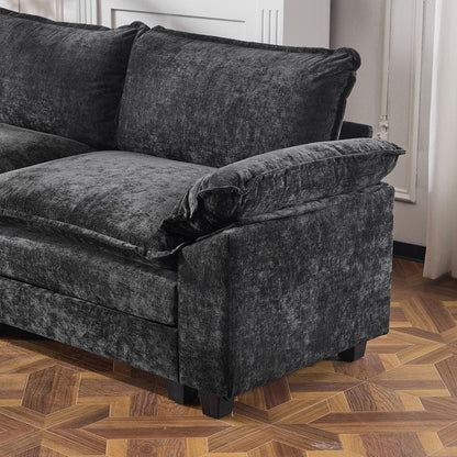 Canapé KD double coussin en chenille avec pouf