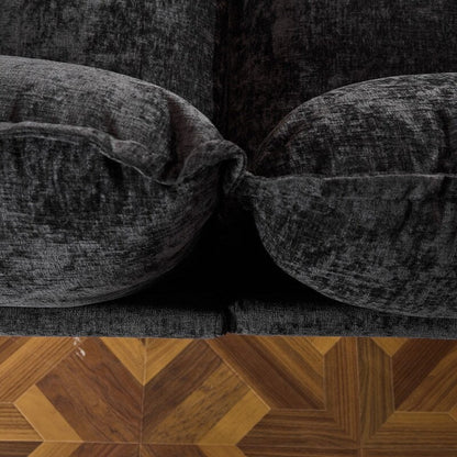 Canapé KD double coussin en chenille avec pouf