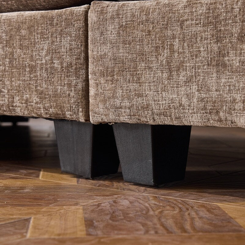 Canapé KD double coussin en chenille avec pouf