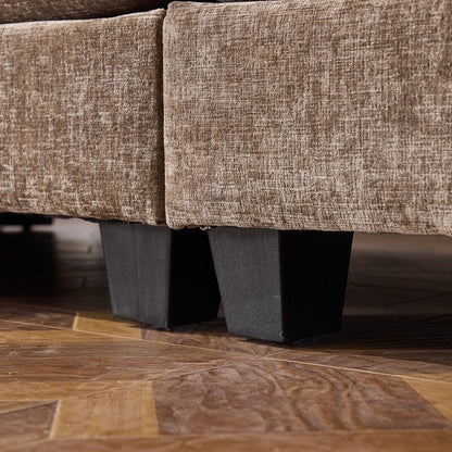 Canapé KD double coussin en chenille avec pouf