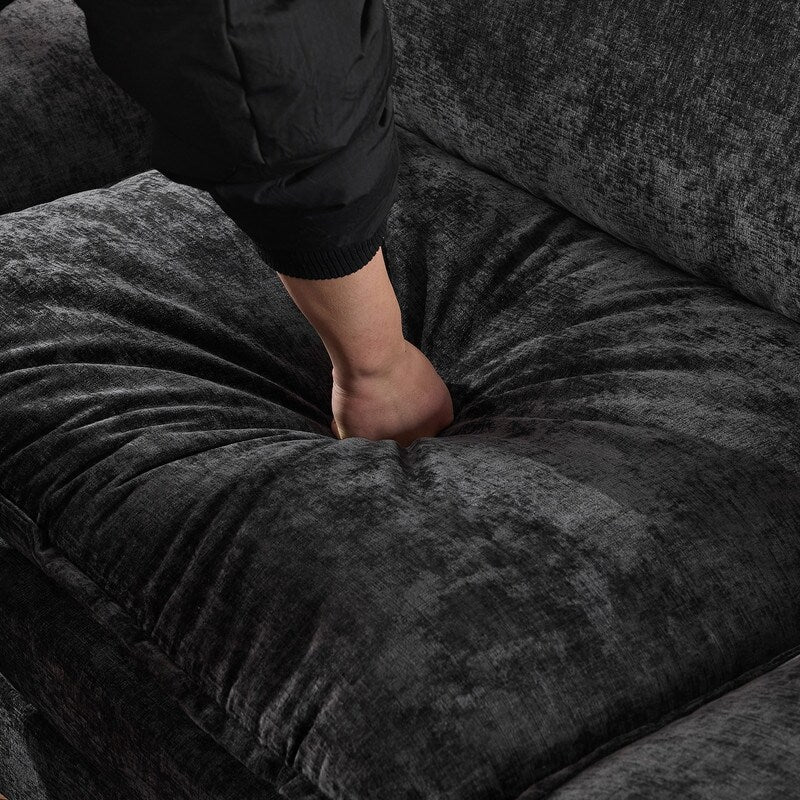 Canapé KD double coussin en chenille avec pouf