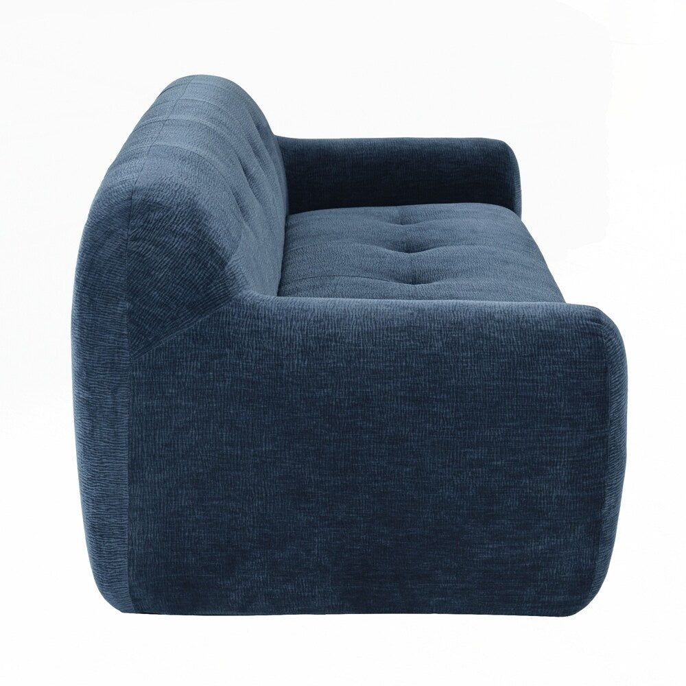 Canapé 3 places en tissu chenille entièrement capitonné et à compression éponge