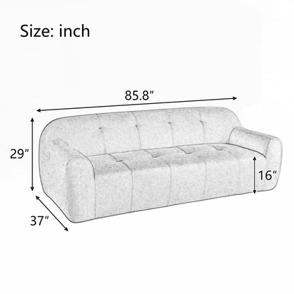 Canapé 3 places en tissu chenille entièrement capitonné et à compression éponge