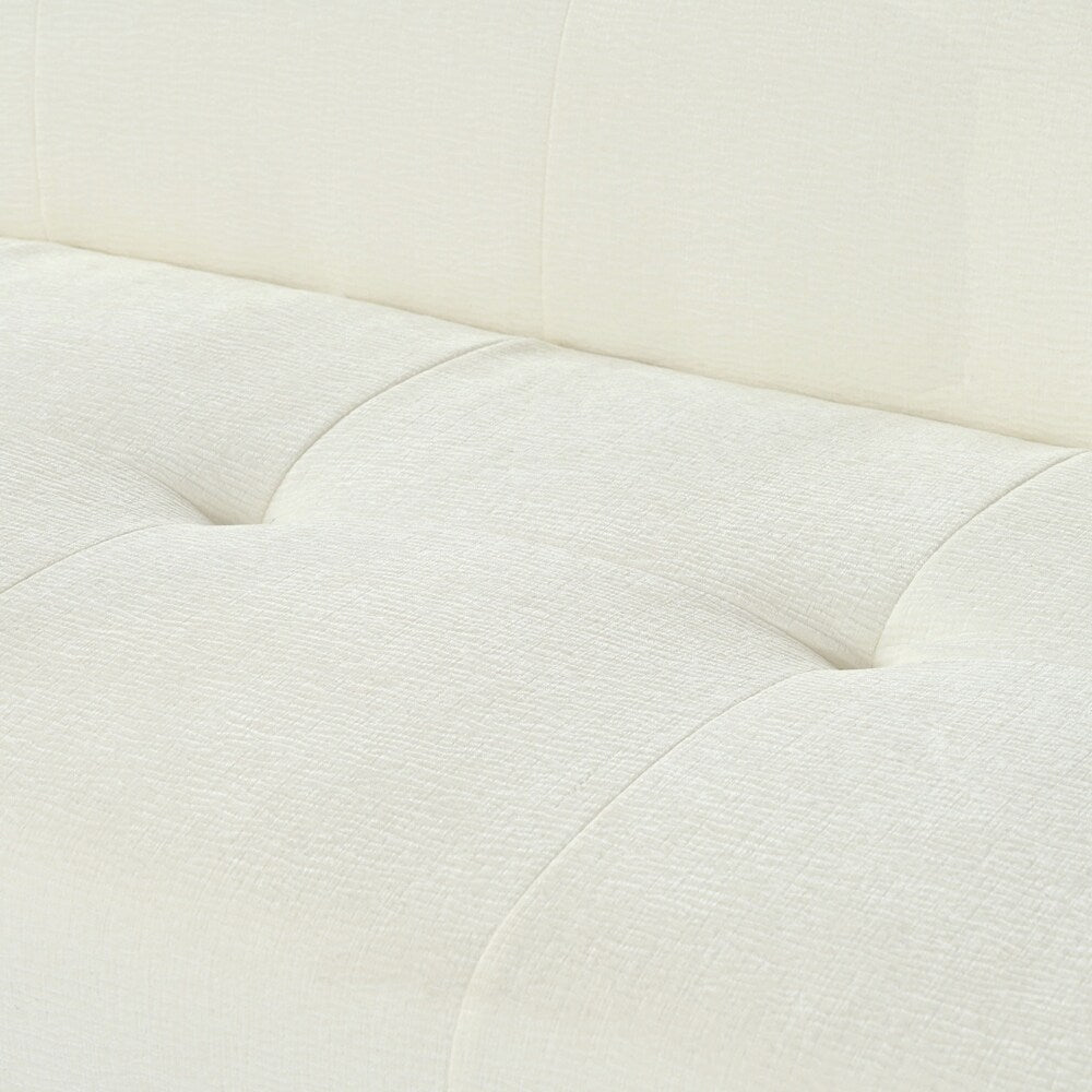 Canapé 3 places en tissu chenille entièrement capitonné et à compression éponge