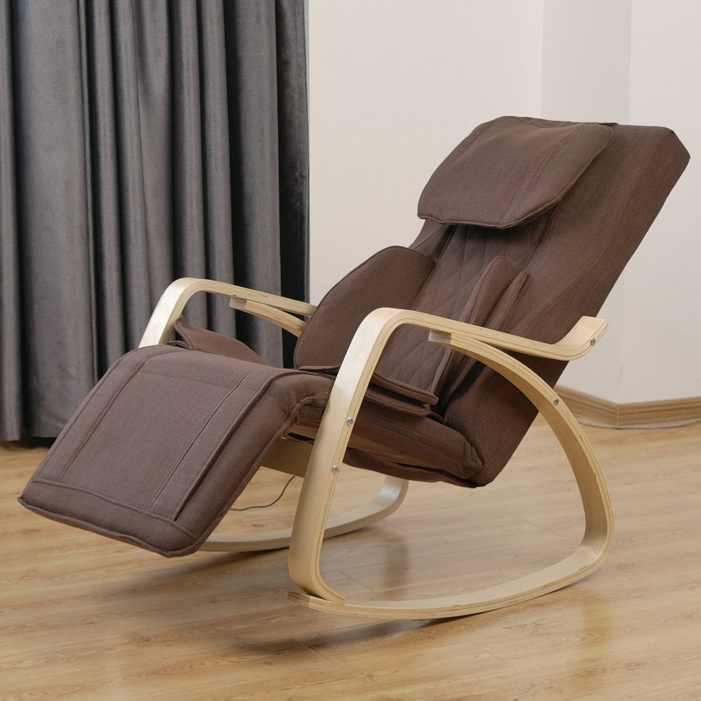 Fonction de massage complète - Pression d'air - Fauteuil à bascule confortable et relaxant, fauteuil de détente avec coussin en tissu de coton