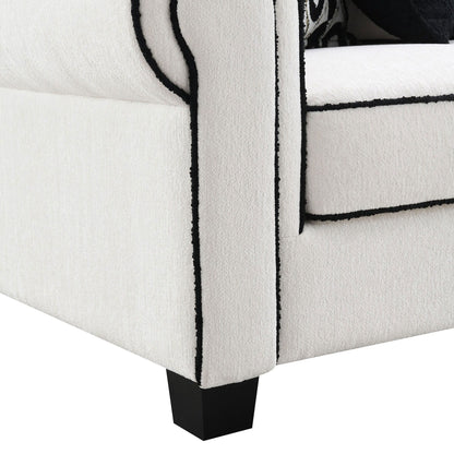 Canapé Anastasia en chenille blanche avec coussins décoratifs de Furniture of America