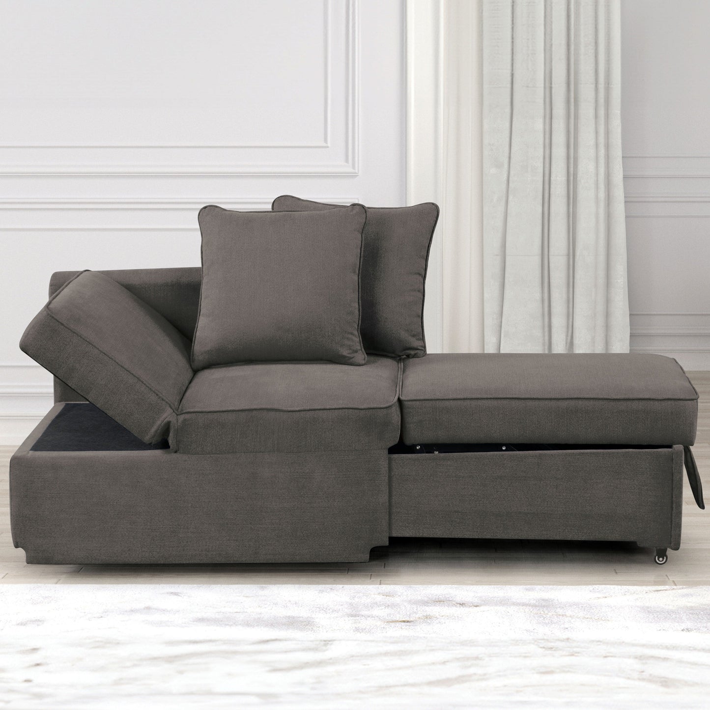 Canapé convertible moderne Araminta de Furniture of America avec lit gigogne et oreillers