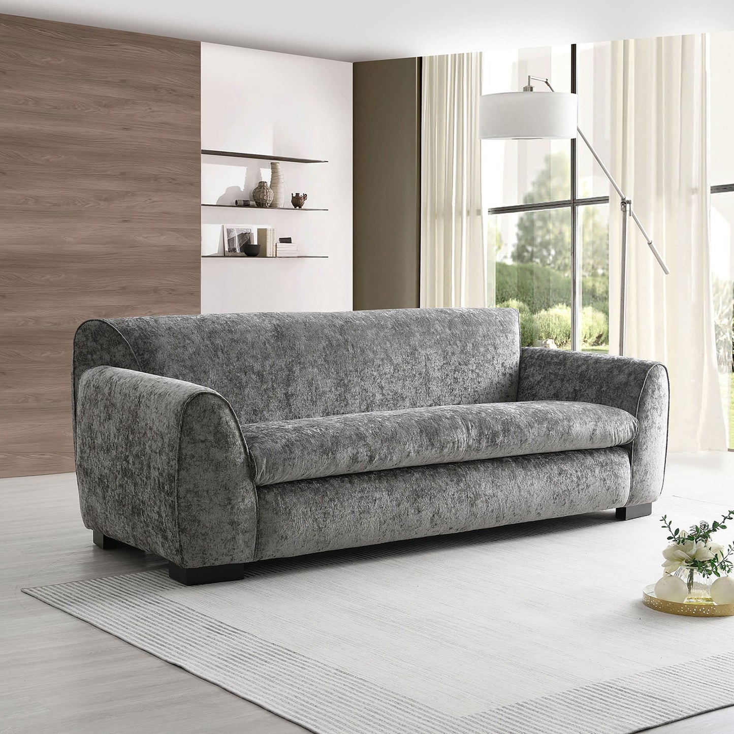 Canapé de style banc moderne Corwin de Furniture of America avec tissu certifié OEKO TEX
