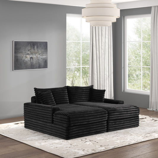 Canapé-lit surdimensionné en chenille rembourré moderne Dumana de Furniture of America avec chargeur USB et porte-gobelets