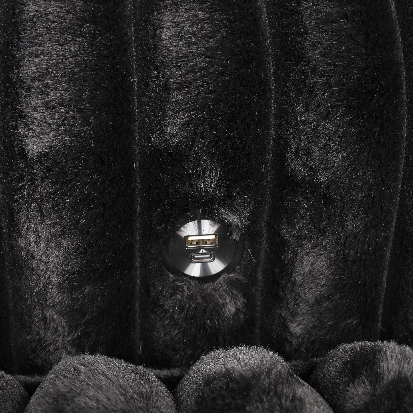 Canapé-lit surdimensionné en chenille rembourré moderne Dumana de Furniture of America avec chargeur USB et porte-gobelets