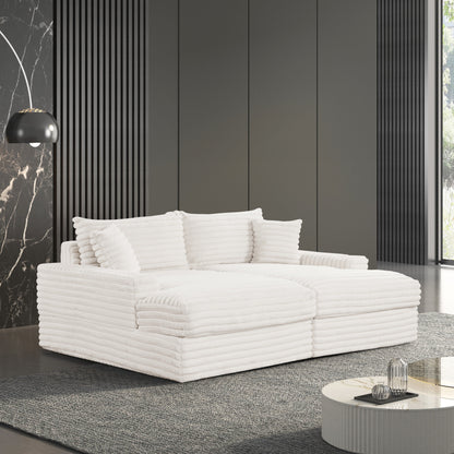 Canapé-lit surdimensionné en chenille rembourré moderne Dumana de Furniture of America avec chargeur USB et porte-gobelets