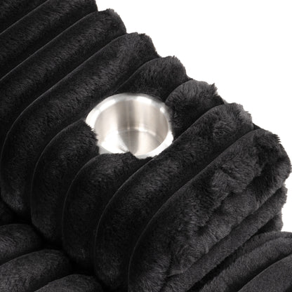 Canapé-lit surdimensionné en chenille rembourré moderne Dumana de Furniture of America avec chargeur USB et porte-gobelets