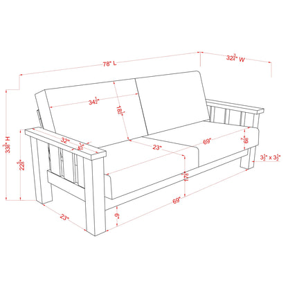 Canapé Jimo Farmhouse en tissu de chêne rustique avec accoudoirs en bois rembourrés par Furniture of America