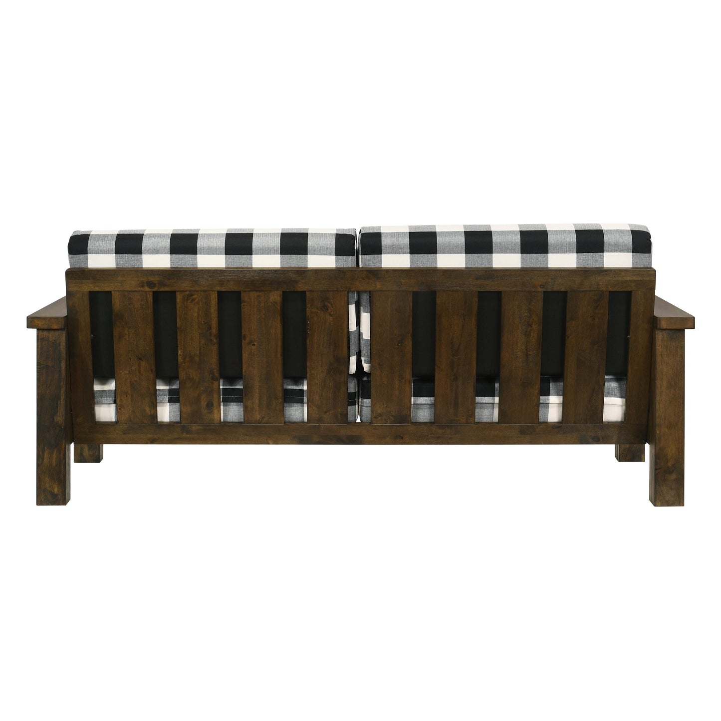Canapé Jimo Farmhouse en tissu de chêne rustique avec accoudoirs en bois rembourrés par Furniture of America
