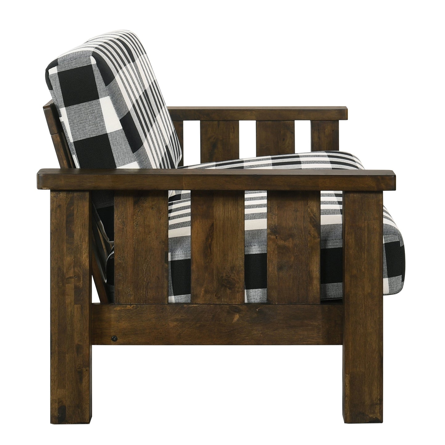 Canapé Jimo Farmhouse en tissu de chêne rustique avec accoudoirs en bois rembourrés par Furniture of America
