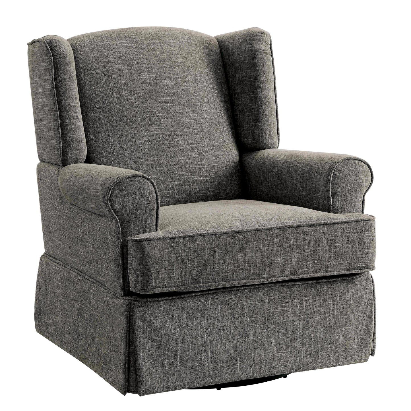 Fauteuil à bascule transitionnel rembourré en tissu Keal avec jupe par Furniture of America