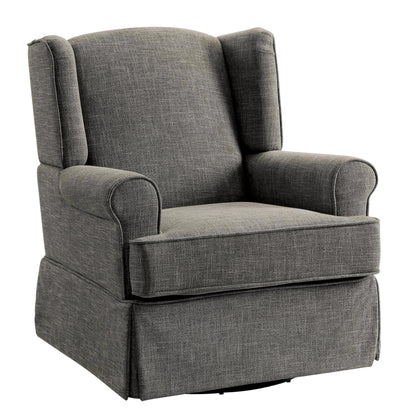 Fauteuil à bascule transitionnel rembourré en tissu Keal avec jupe par Furniture of America