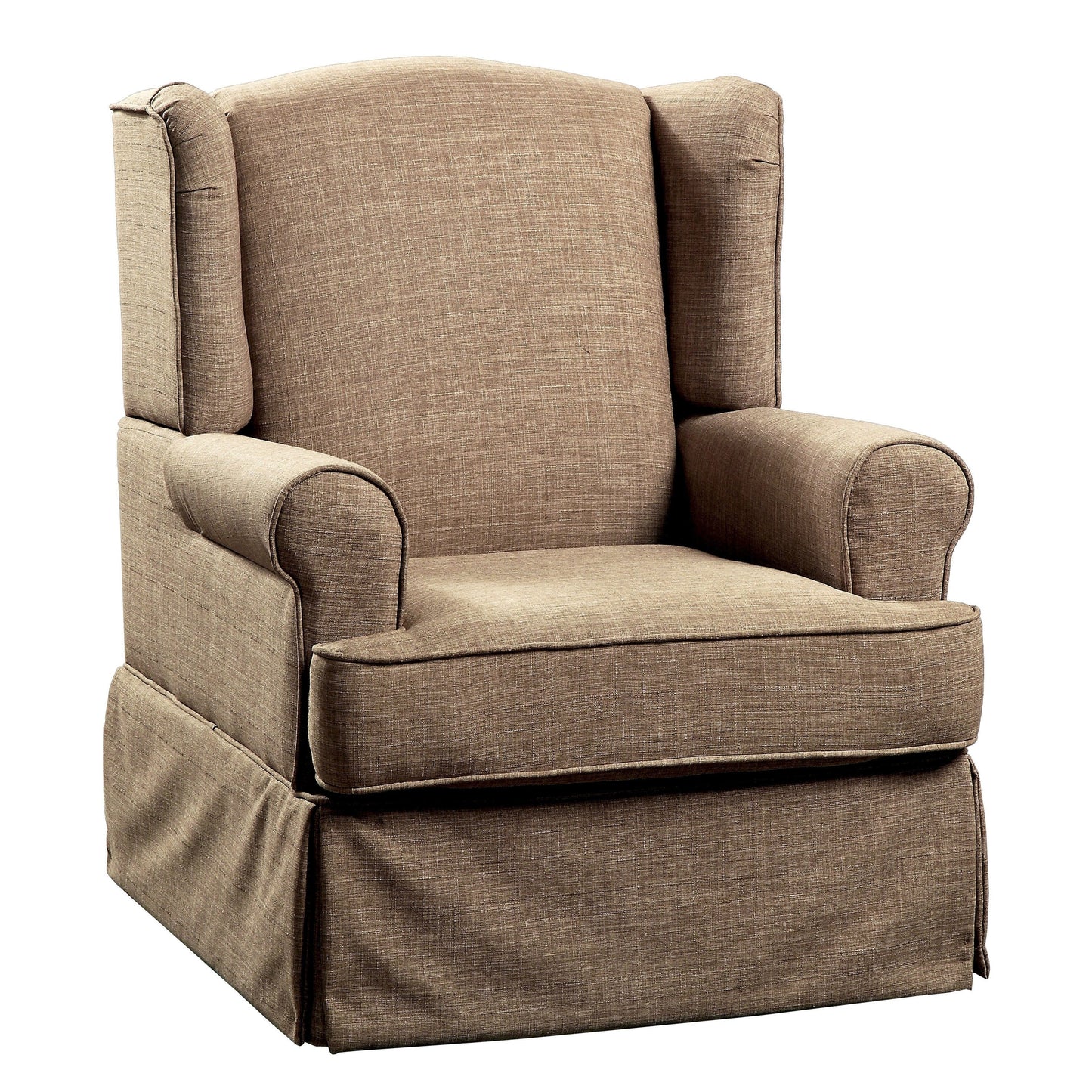 Fauteuil à bascule transitionnel rembourré en tissu Keal avec jupe par Furniture of America