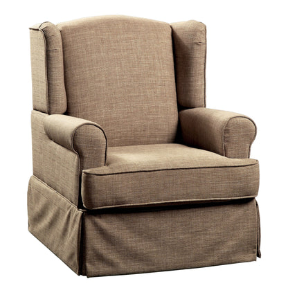 Fauteuil à bascule transitionnel rembourré en tissu Keal avec jupe par Furniture of America