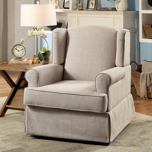 Fauteuil à bascule transitionnel rembourré en tissu Keal avec jupe par Furniture of America