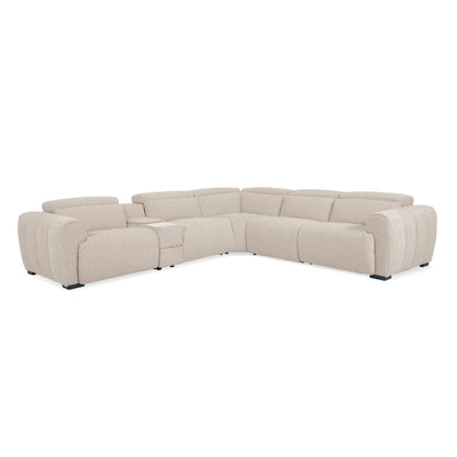 Canapé sectionnel inclinable moderne beige Lirsa de Furniture of America avec tiroir caché et chargeur sans fil