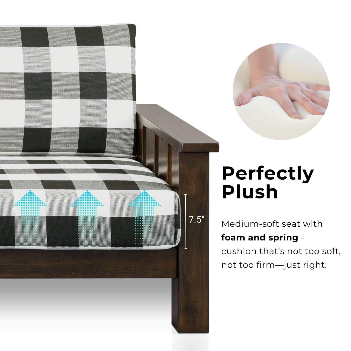 Canapé en tissu à motifs écossais en bois rustique Milou de Furniture of America