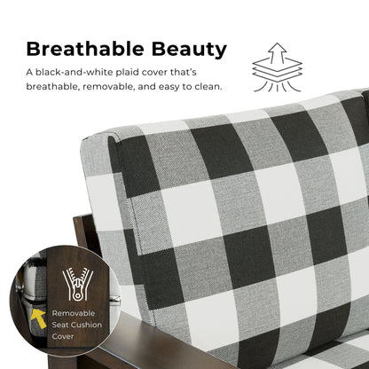 Canapé en tissu à motifs écossais en bois rustique Milou de Furniture of America