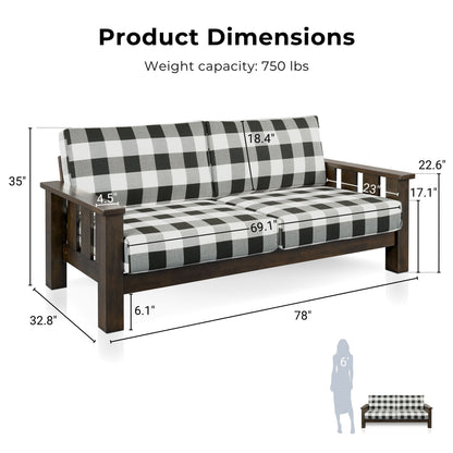 Canapé en tissu à motifs écossais en bois rustique Milou de Furniture of America