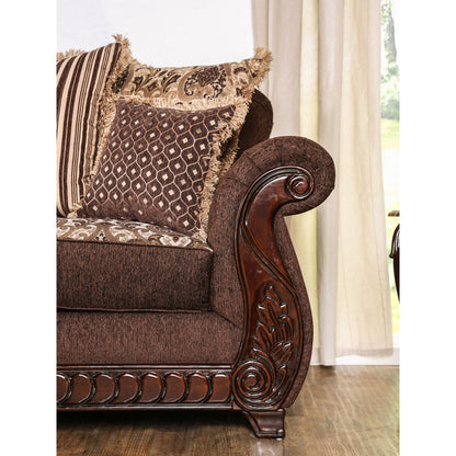 Canapé traditionnel Fova en tissu rembourré avec accoudoirs roulés par Furniture of America